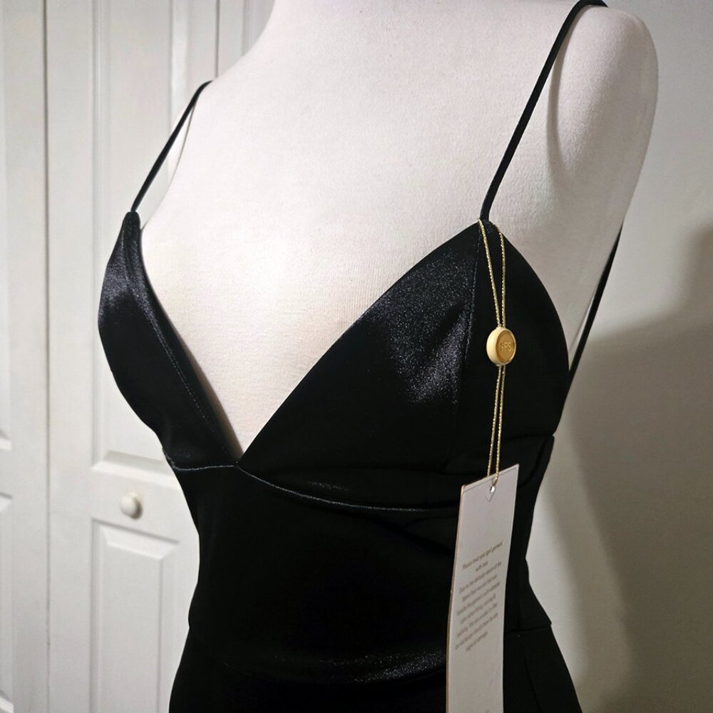 Gemeli Power Black Satin Sachi Lu Gown NWT